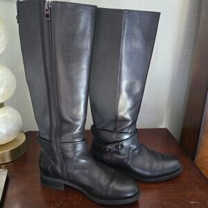 Coach Women’s Essex Black Leather Riding Boots 7 Knee High Zip Equestrian Style